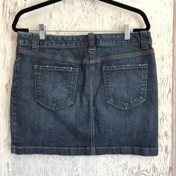 Loft Dark Wash Five Pocket Y2K Denim Mini Skirt - Picture 8 of 10